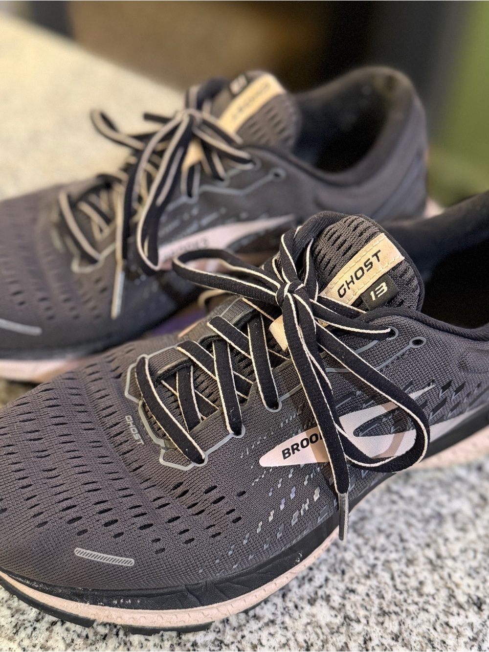 Brooks Ghost 13 Women’s Running Shoes — Black with Cream Accents